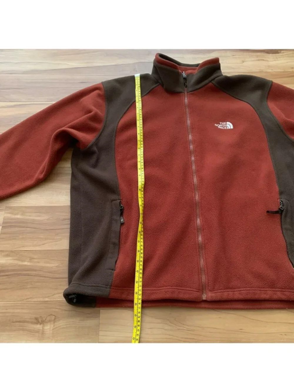 The North Face Men’s 2XL Full Zip Fleece Jacket Rust Brown Zip Pockets